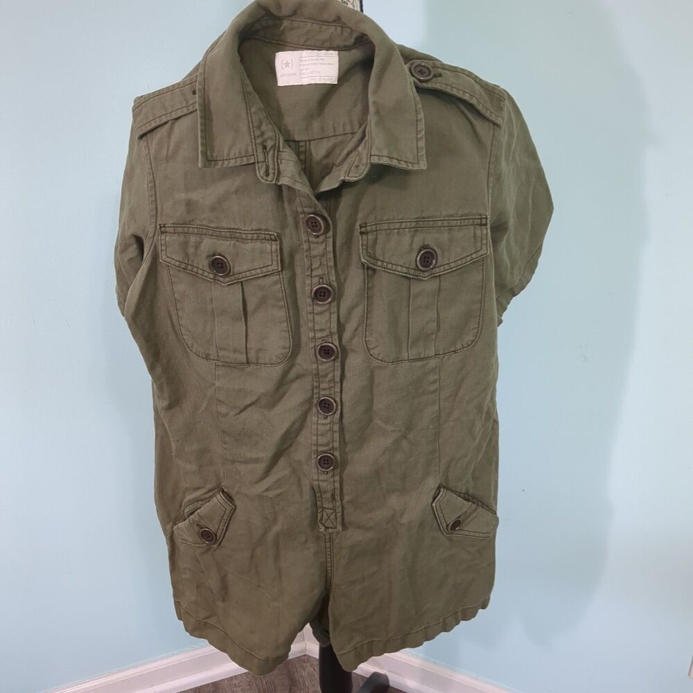 Banana Republic "Reissue" Olive Green Jumpsuit Shorts military 4 petite